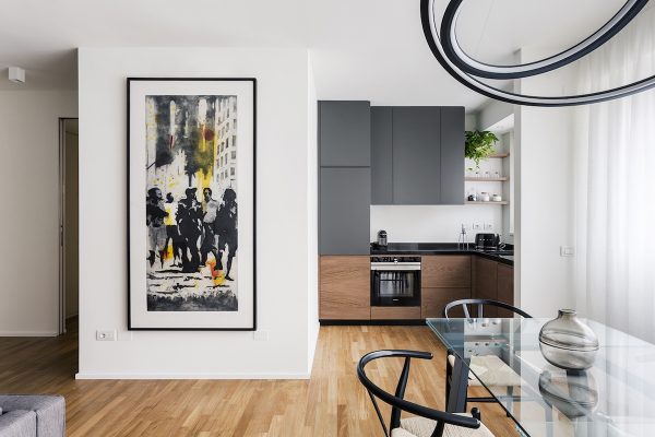 Interior of an apartment in Milan, Project Nomad Architecture, artistic consultancy Vera Canevazzi, work of Nicola Villa, photo Simone Furiosi.