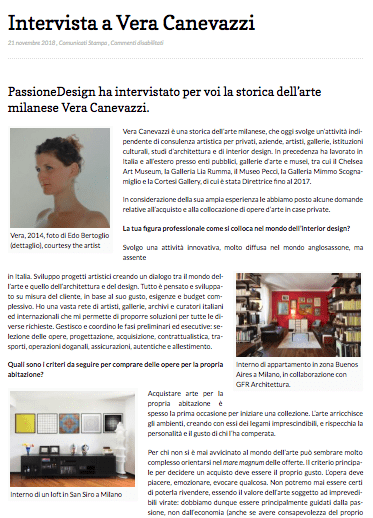 intervista Vera Canevazzi - art consulting, art advisory